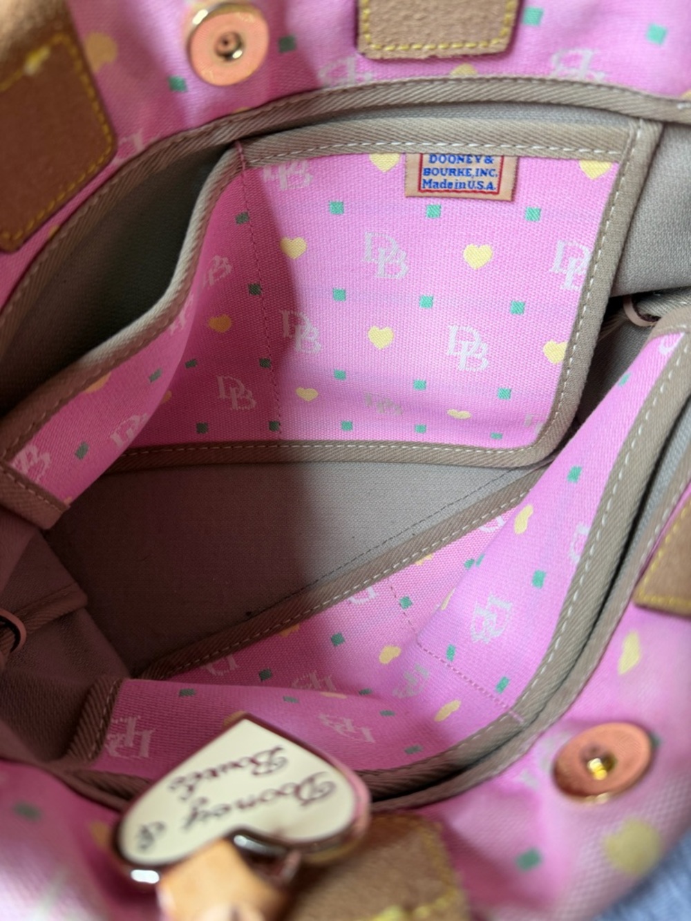 Dooney & Bourke Pink Satchel with Tan Details - Picture 7 of 16